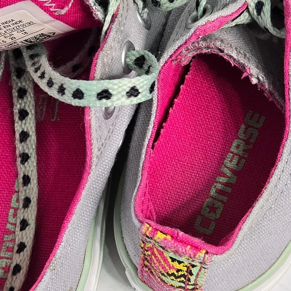 Converse Chuck Taylor All Star Low Top Little Kid 12 Grey Pink Mint Heart